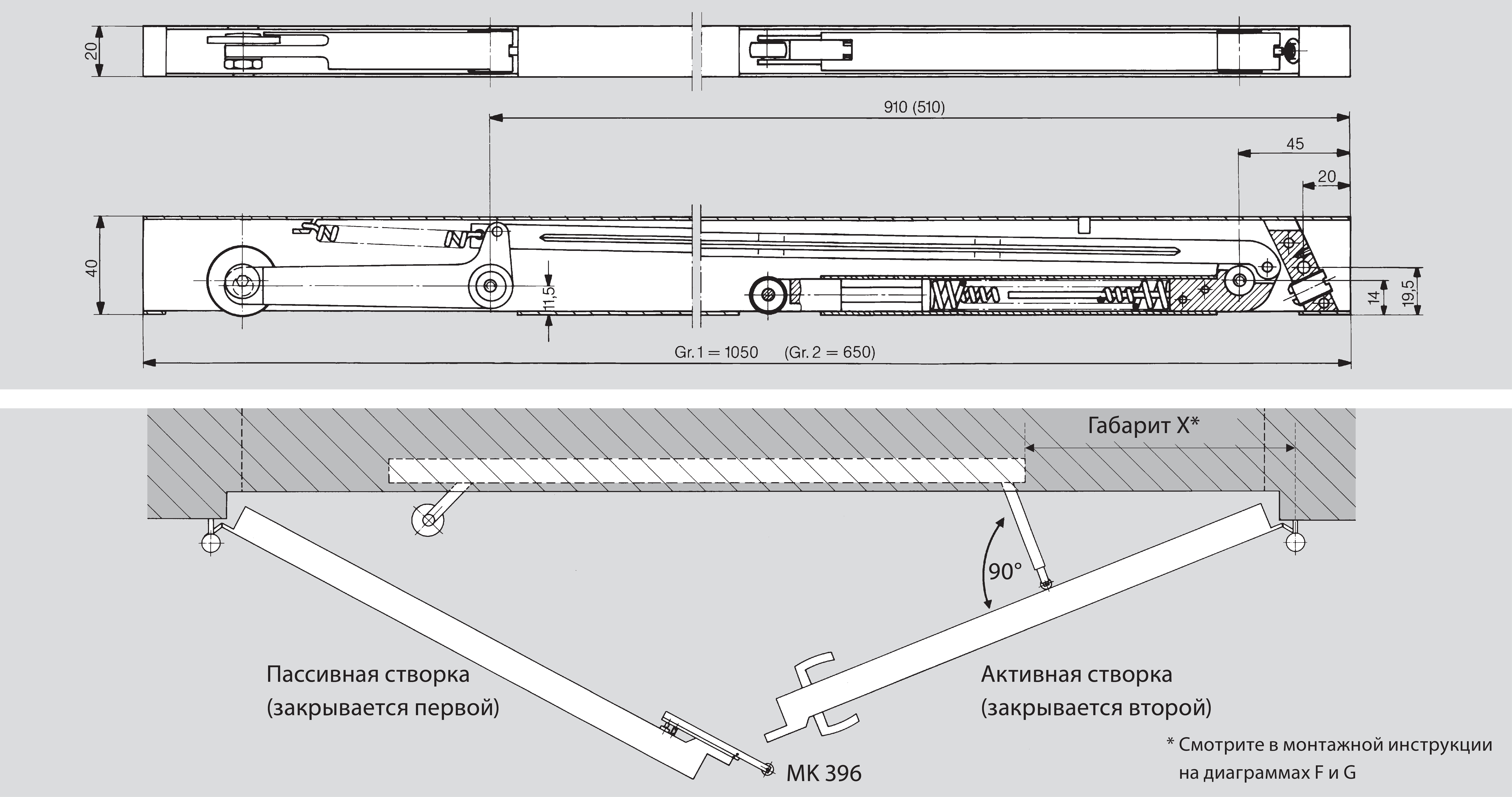 Sr392 координатор последовательности закрывания створок врезного монтажа